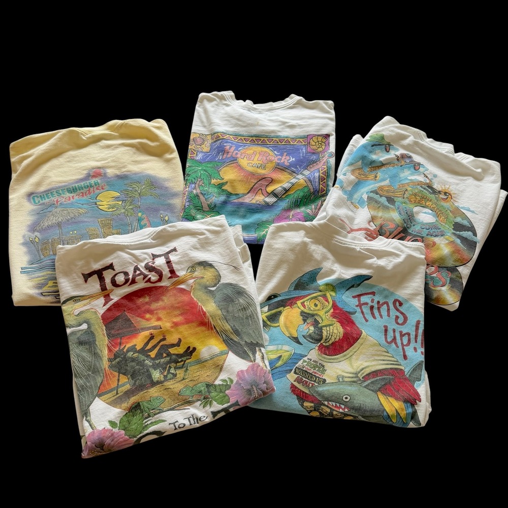 90's Lot 5 Vintage Jimmy Buffett Hard Rock Cafe Caribbean T-Shirts XL Distressed